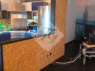 Rivestimento quadretti 3d pietra beige su rete