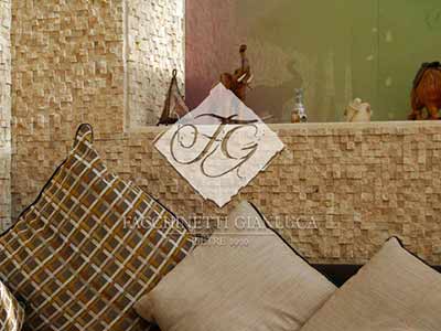 Rivestimento quadretti 3d pietra beige su rete
